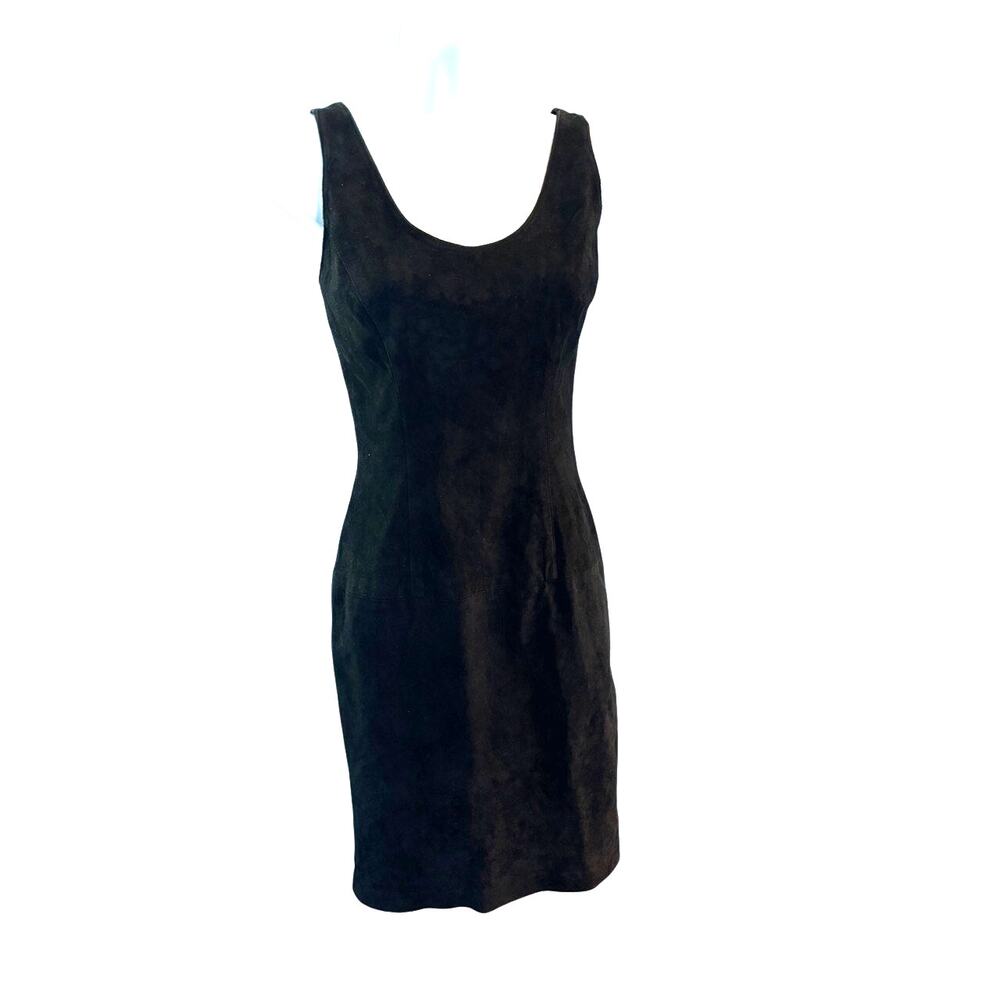 EUC! VTG MAXIMA Wilson's Leather Black Suede Sheath Dress Lined Made in USA 0/2